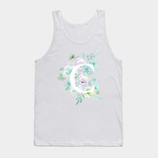 Botanical alphabet C green and purple flowers Tank Top